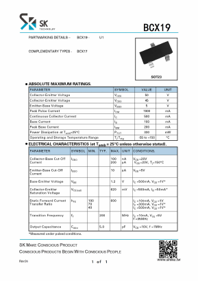 BCX19 Datasheet PDF SHIKE Electronics