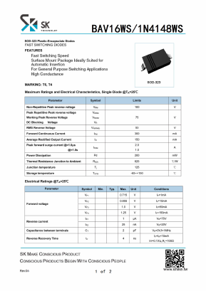 1N4148WS Datasheet PDF SHIKE Electronics