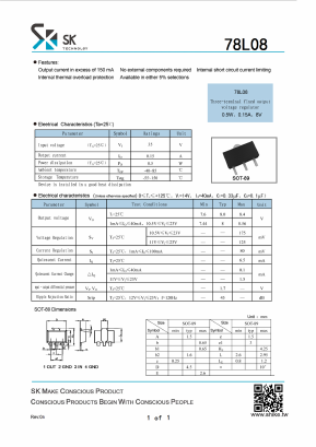 78L08 Datasheet PDF SHIKE Electronics