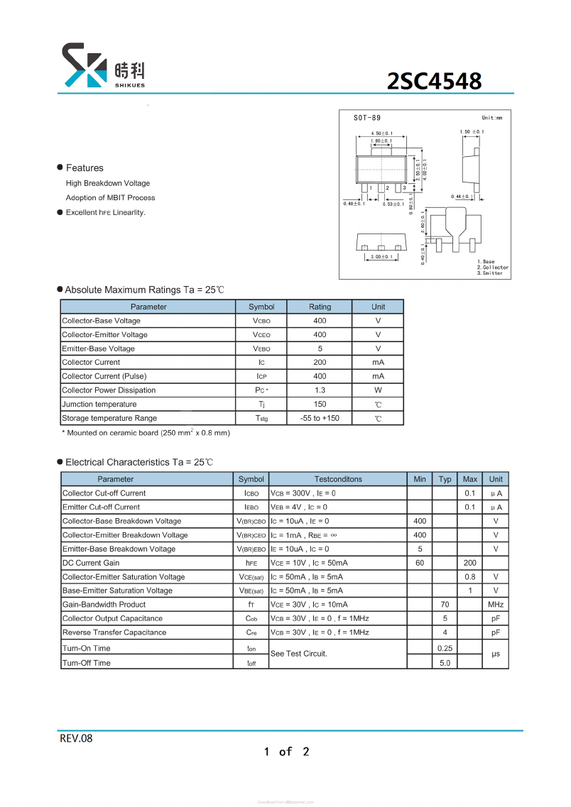 2SC4548D Datasheet PDF SHIKE Electronics