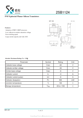 2SB1124 Datasheet PDF SHIKE Electronics
