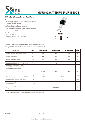 MUR1620CT Datasheet PDF SHIKE Electronics