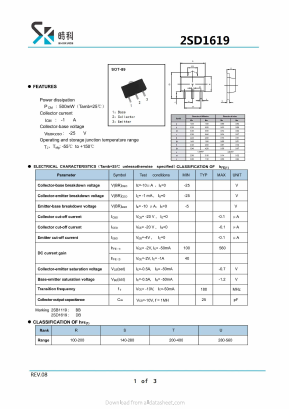 2SD1619 Datasheet PDF SHIKE Electronics