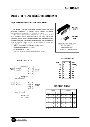 SL74HC139 Datasheet PDF System Logic Semiconductor