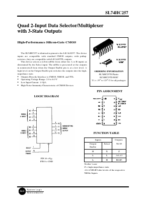 SL74HC257N Datasheet PDF System Logic Semiconductor