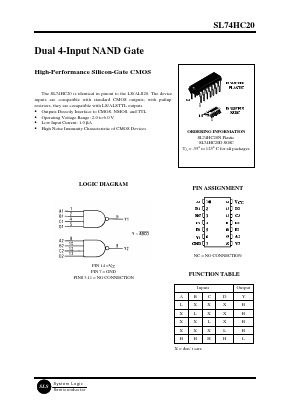 SL74HC20 Datasheet PDF System Logic Semiconductor