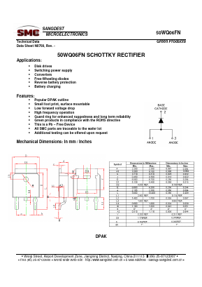 50WQ06FN Datasheet PDF Sangdest Microelectronic (Nanjing) Co., Ltd