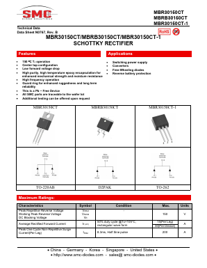 MBRB30150CT Datasheet PDF Sangdest Microelectronic (Nanjing) Co., Ltd
