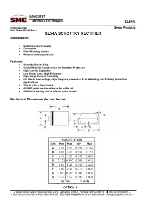 SL54A Datasheet PDF Sangdest Microelectronic (Nanjing) Co., Ltd