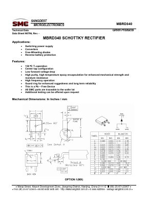 MBRD340 Datasheet PDF Sangdest Microelectronic (Nanjing) Co., Ltd