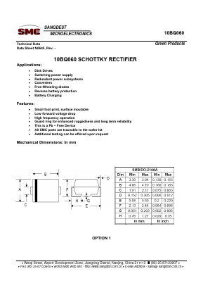 10BQ060 Datasheet PDF Sangdest Microelectronic (Nanjing) Co., Ltd