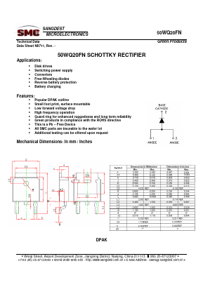 50WQ20FN Datasheet PDF Sangdest Microelectronic (Nanjing) Co., Ltd