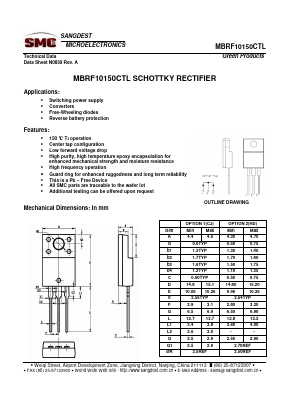MBRF10150CTL Datasheet PDF Sangdest Microelectronic (Nanjing) Co., Ltd