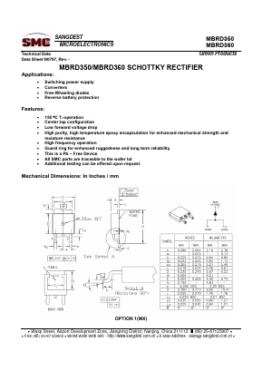 MBRD350 Datasheet PDF Sangdest Microelectronic (Nanjing) Co., Ltd