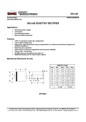 SK310B Datasheet PDF Sangdest Microelectronic (Nanjing) Co., Ltd
