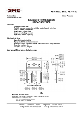 KBJ10005G Datasheet PDF Sangdest Microelectronic (Nanjing) Co., Ltd