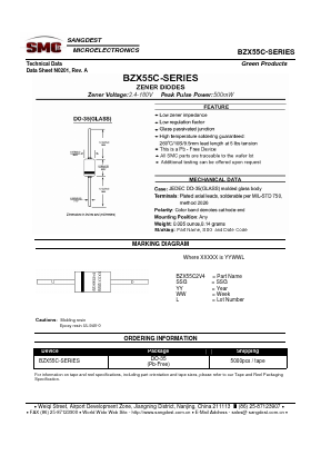 BZX55C68 Datasheet PDF Sangdest Microelectronic (Nanjing) Co., Ltd