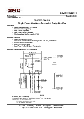 GBU806 Datasheet PDF Sangdest Microelectronic (Nanjing) Co., Ltd