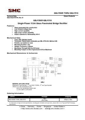 GBJ1501 Datasheet PDF Sangdest Microelectronic (Nanjing) Co., Ltd
