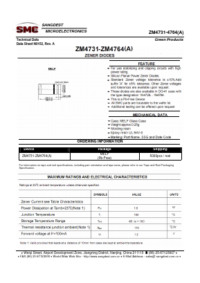ZM4728A Datasheet PDF Sangdest Microelectronic (Nanjing) Co., Ltd