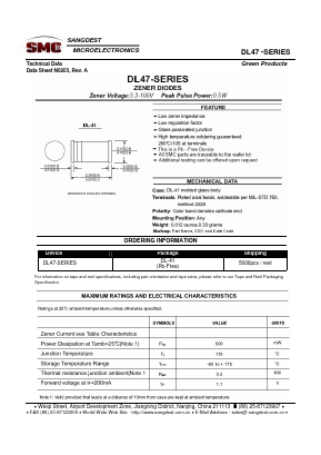 DL4738A Datasheet PDF Sangdest Microelectronic (Nanjing) Co., Ltd