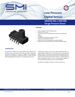 SM4233-HGL-S-005-000 Datasheet PDF Silicon Microstructures, Inc.