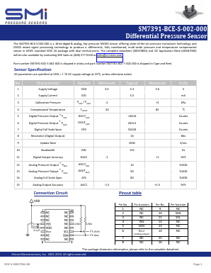 SM7391-BCE-S-002-000 Datasheet PDF Silicon Microstructures, Inc.