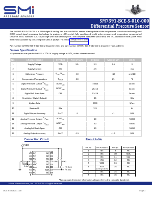 SM7391-BCE-S-010-000 Datasheet PDF Silicon Microstructures, Inc.