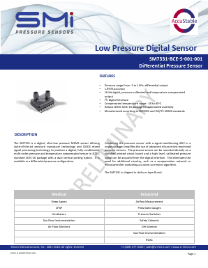 SM7331-BCE-T-001-001 Datasheet PDF Silicon Microstructures, Inc.