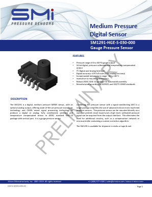 SM1291-HGE-T-030-000 Datasheet PDF Silicon Microstructures, Inc.
