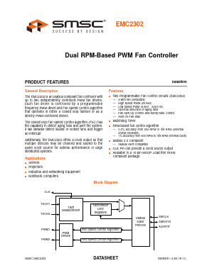 EMC2302-1-AIZL-TR Datasheet PDF SMSC -> Microchip