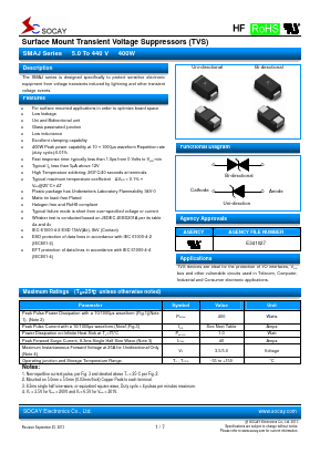 SMAJ160 Datasheet PDF Socay Electornics Co., Ltd.