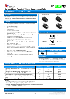 P4SMA170A Datasheet PDF Socay Electornics Co., Ltd.