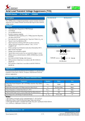 15KPA100CA Datasheet PDF Socay Electornics Co., Ltd.
