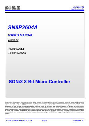 SN8P26042ASG Datasheet PDF Sonix Technology Co., Ltd