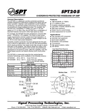 SPT205AIH Datasheet PDF Signal Processing Technologies