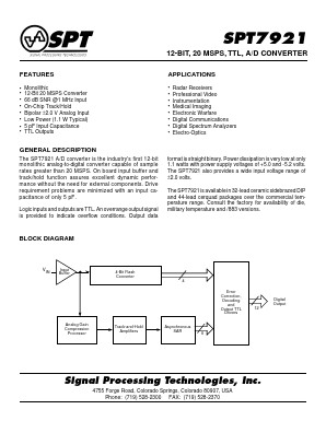 SPT7921 Datasheet PDF Signal Processing Technologies
