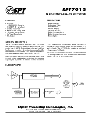 SPT7912 Datasheet PDF Signal Processing Technologies