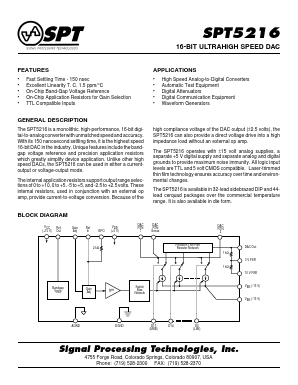 SPT5216CCJ Datasheet PDF Signal Processing Technologies