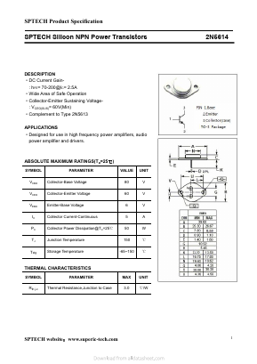 2N5614 Datasheet PDF Shenzhen SPTECH Microelectronics Co., Ltd.