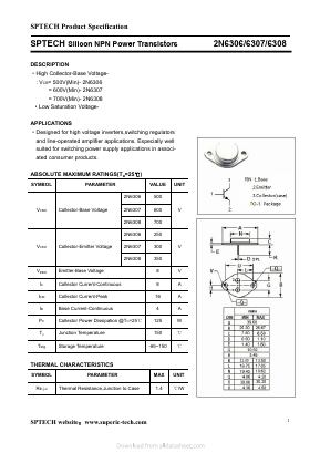 2N6308 Datasheet PDF Shenzhen SPTECH Microelectronics Co., Ltd.