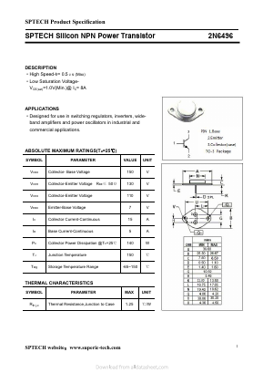 2N6496 Datasheet PDF Shenzhen SPTECH Microelectronics Co., Ltd.
