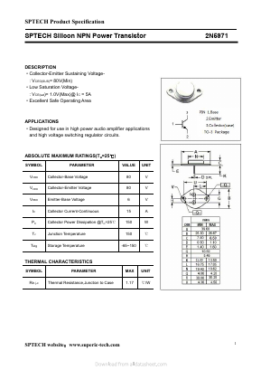 2N5971 Datasheet PDF Shenzhen SPTECH Microelectronics Co., Ltd.