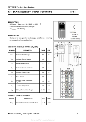 TIP51 Datasheet PDF Shenzhen SPTECH Microelectronics Co., Ltd.