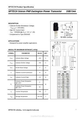 B1344 Datasheet PDF Shenzhen SPTECH Microelectronics Co., Ltd.