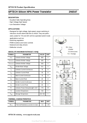 2N6547 Datasheet PDF Shenzhen SPTECH Microelectronics Co., Ltd.