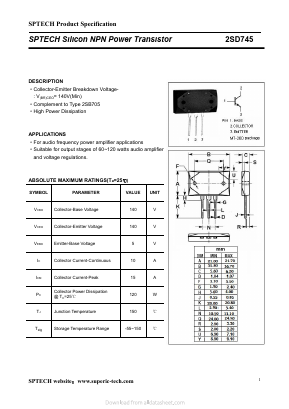 2SD745 Datasheet PDF Shenzhen SPTECH Microelectronics Co., Ltd.