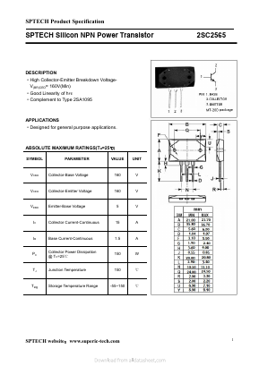 2SC2565 Datasheet PDF Shenzhen SPTECH Microelectronics Co., Ltd.