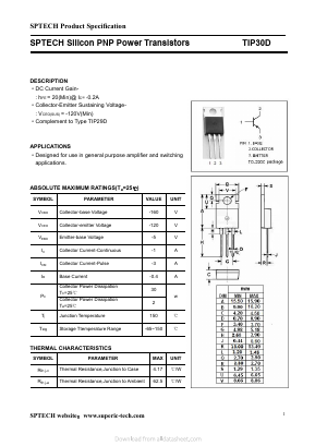 TIP30D Datasheet PDF Shenzhen SPTECH Microelectronics Co., Ltd.