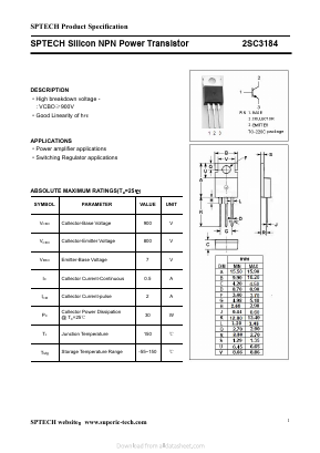 C3184 Datasheet PDF Shenzhen SPTECH Microelectronics Co., Ltd.